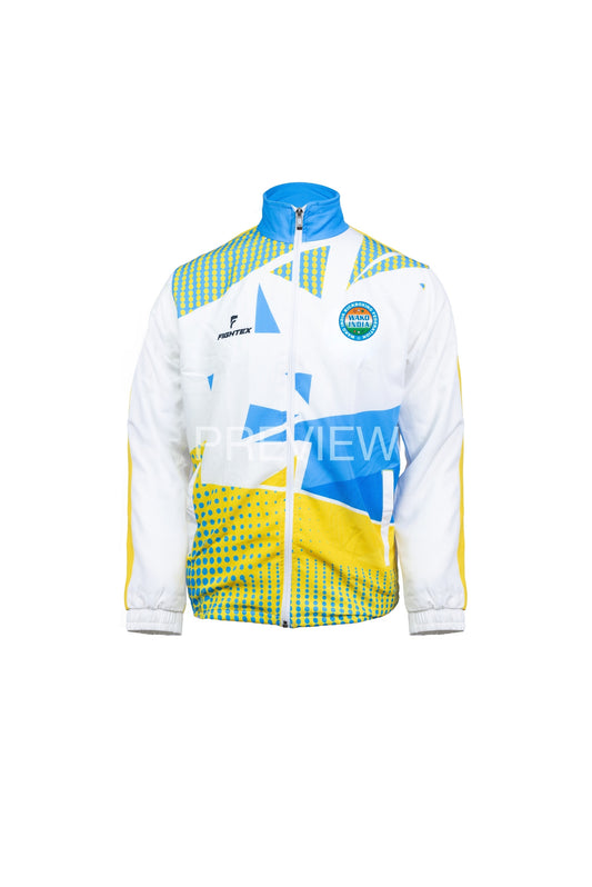 FIGHTEX Wako India Kickboxing Premium Tracksuit – White, Blue & Yellow Edition