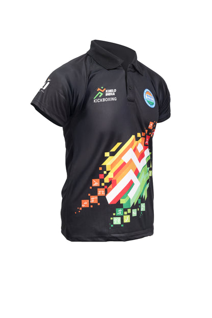 FIGHTEX OFFICIAL KHELO INDIA & WAKO INDIA KICKBOXING COLLAR-NECK T-SHIRT