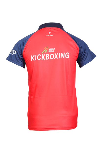 FIGHTEX OFFICIAL KHELO INDIA & WAKO INDIA KICKBOXING COLLAR-NECK T-SHIRT