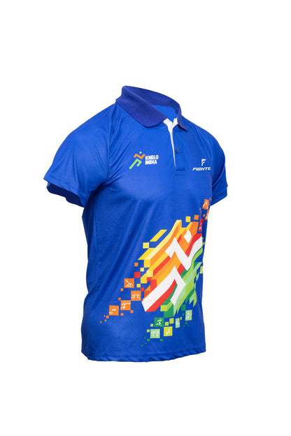 FIGHTEX OFFICIAL KHELO INDIA KICKBOXING COLLAR-NECK T-SHIRT