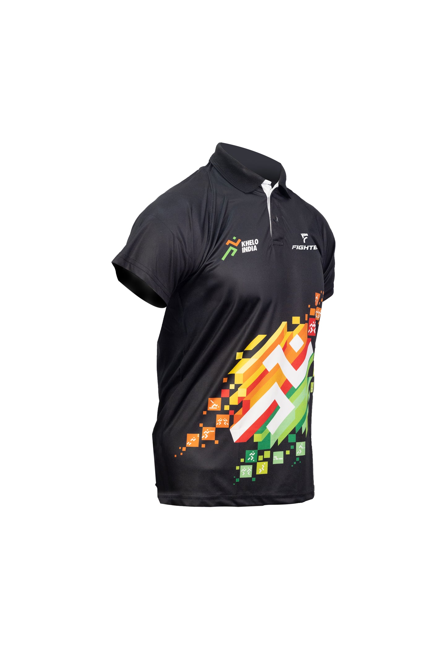 FIGHTEX OFFICIAL KHELO INDIA KICKBOXING COLLAR-NECK T-SHIRT