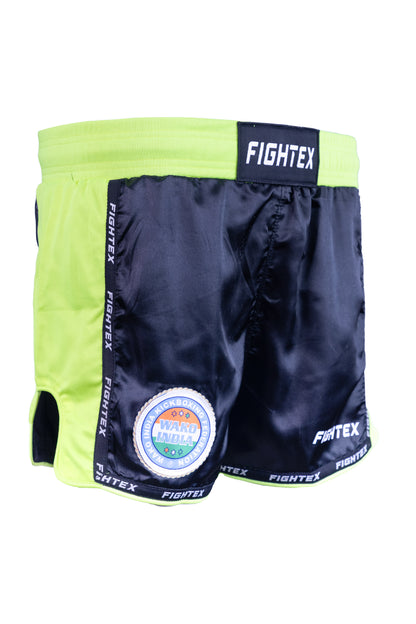 Fightex Kickboxing Shorts – WAKO India Official Edition (Black & Neon Green)